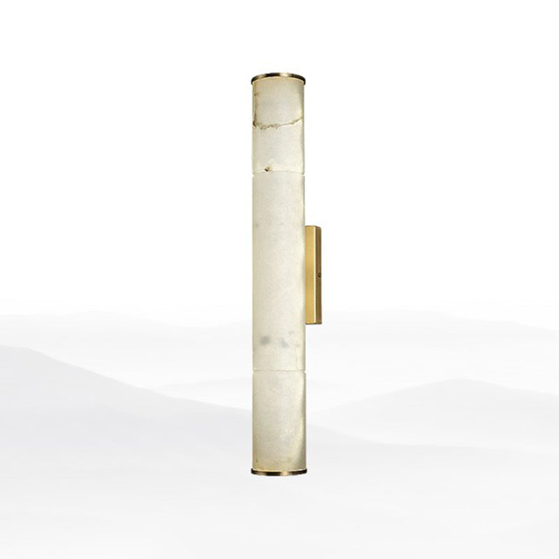 Marble Tube LED Sconce Light Fixture Simplicity White and Brass Wall Lamp for Living Room White 16