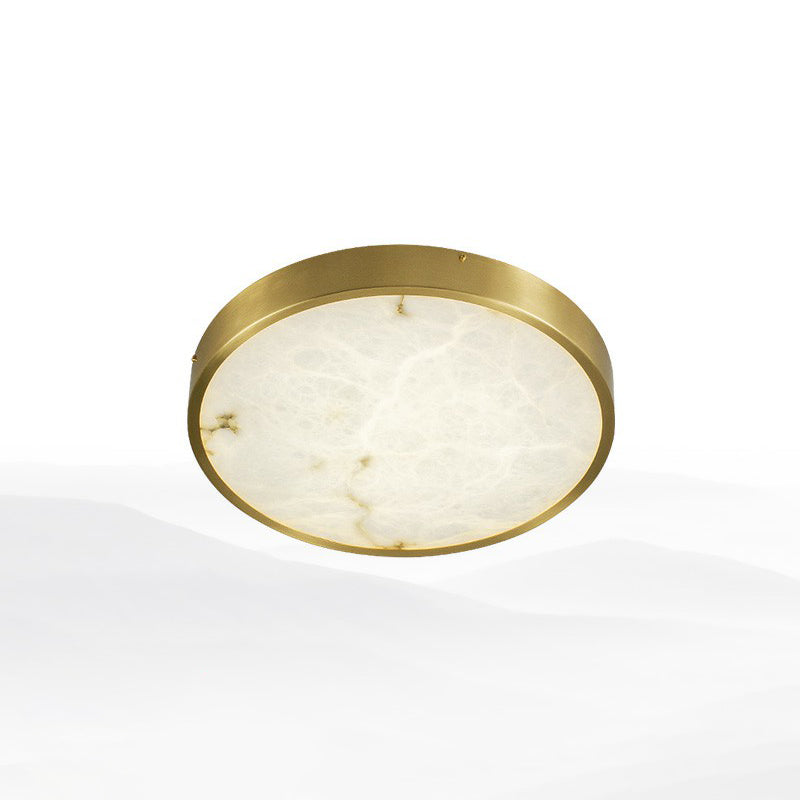 Postmodern Round LED Ceiling Light Marble Bedroom Flush Mount Light Fixture in Brass Brass 8