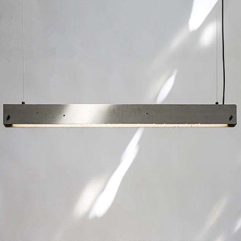 Grey Rectangular Suspension Lighting Simplicity 1 Head Cement Hanging Ceiling Light for Office Grey 38.5