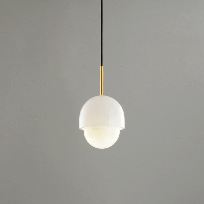 White Small Pendant Lighting Minimalism 1-Light Marble Hanging Light Kit for Bedroom White A Clearhalo 'Ceiling Lights' 'Modern Pendants' 'Modern' 'Pendant Lights' 'Pendants' Lighting' 2293797