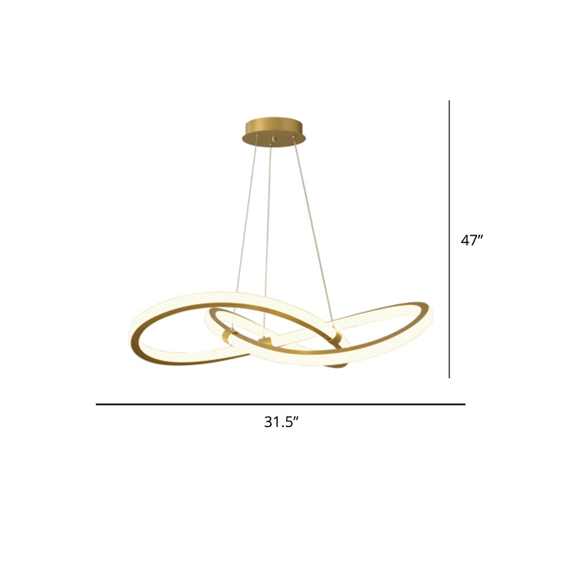 Minimalist Twist Shaped LED Pendant Lamp Aluminum Living Room Chandelier Lighting Fixture Brass 31.5