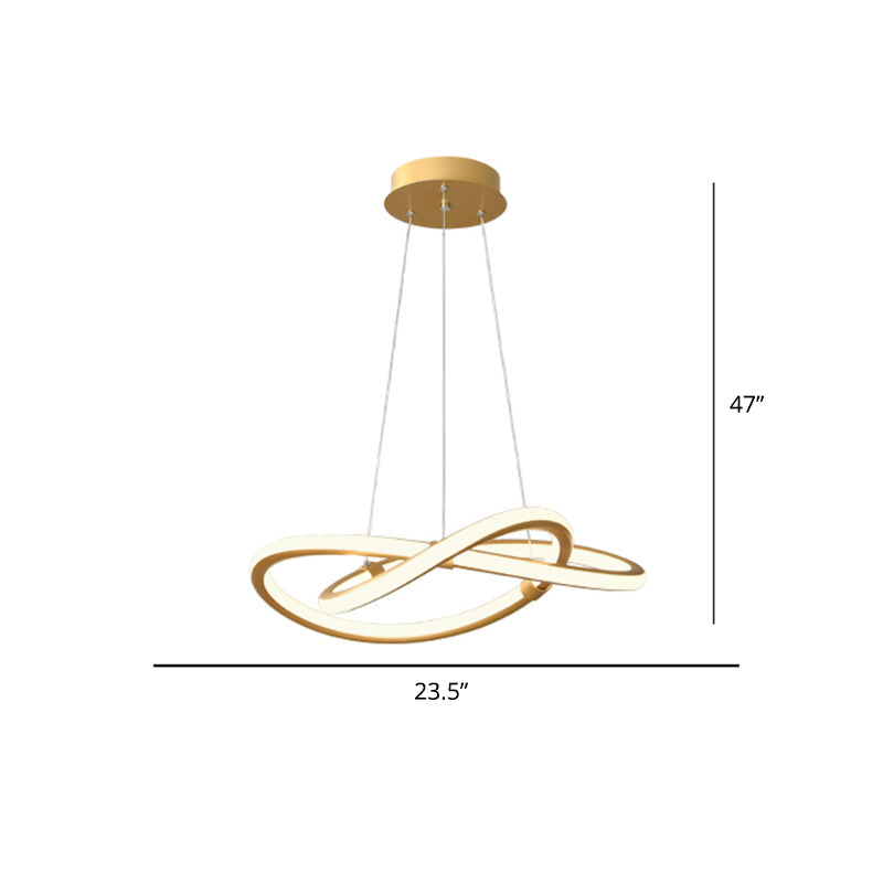 Minimalist Twist Shaped LED Pendant Lamp Aluminum Living Room Chandelier Lighting Fixture Brass 23.5