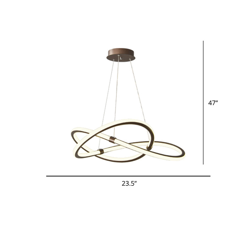 Minimalist Twist Shaped LED Pendant Lamp Aluminum Living Room Chandelier Lighting Fixture Brown 23.5