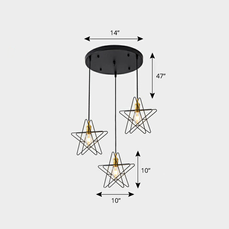 3 Heads Wire Frame Cluster Pendant Light Nordic Metal Hanging Ceiling Light for Dining Room Black C Round Clearhalo 'Art Deco Pendants' 'Black' 'Cast Iron' 'Ceiling Lights' 'Ceramic' 'Crystal' 'Industrial Pendants' 'Industrial' 'Metal' 'Middle Century Pendants' 'Pendant Lights' 'Pendants' 'Rustic Pendants' 'Tiffany' Lighting' 2294068