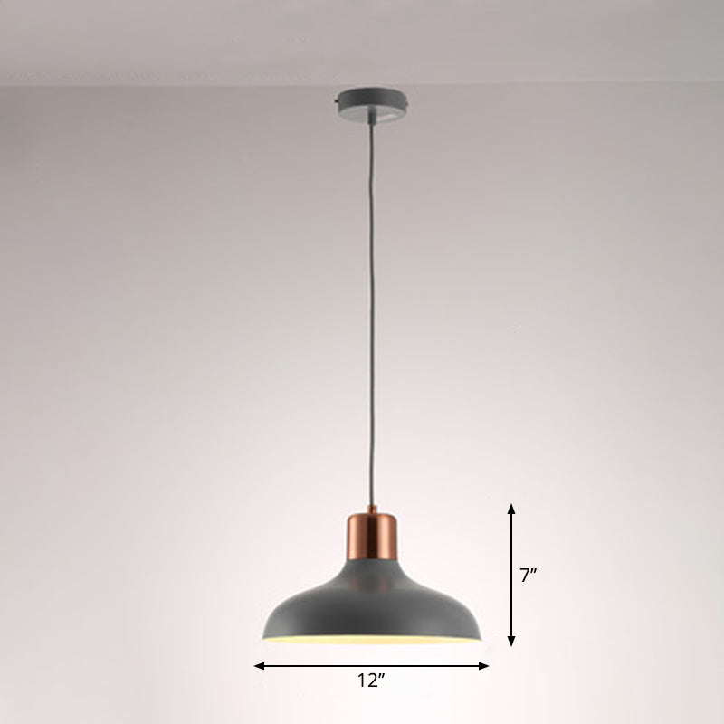 Bowl Shaped Restaurant Pendulum Light Metal 1 Bulb Macaron Suspension Pendant Light Clearhalo 'Ceiling Lights' 'Pendant Lights' 'Pendants' Lighting' 2294104