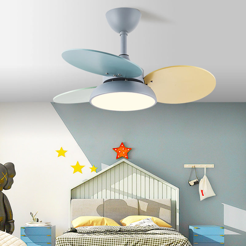 Round Kids Room Ceiling Fan Lamp Acrylic Macaron LED Semi Flush Mount Light Fixture Clearhalo 'Ceiling Fans with Lights' 'Ceiling Fans' 'Kids Ceiling Fans' 'Kids' Lighting' 2294132