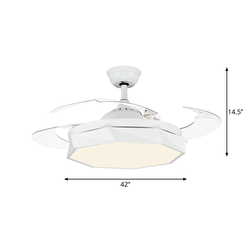 4-Blade Acrylic Octagon Hanging Fan Lamp Macaron 42