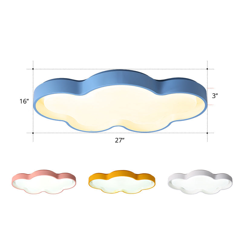 Acrylic Cloud Ceiling Mount Light Cartoon LED Blue Flush Mount Lighting for Living Room Blue 27