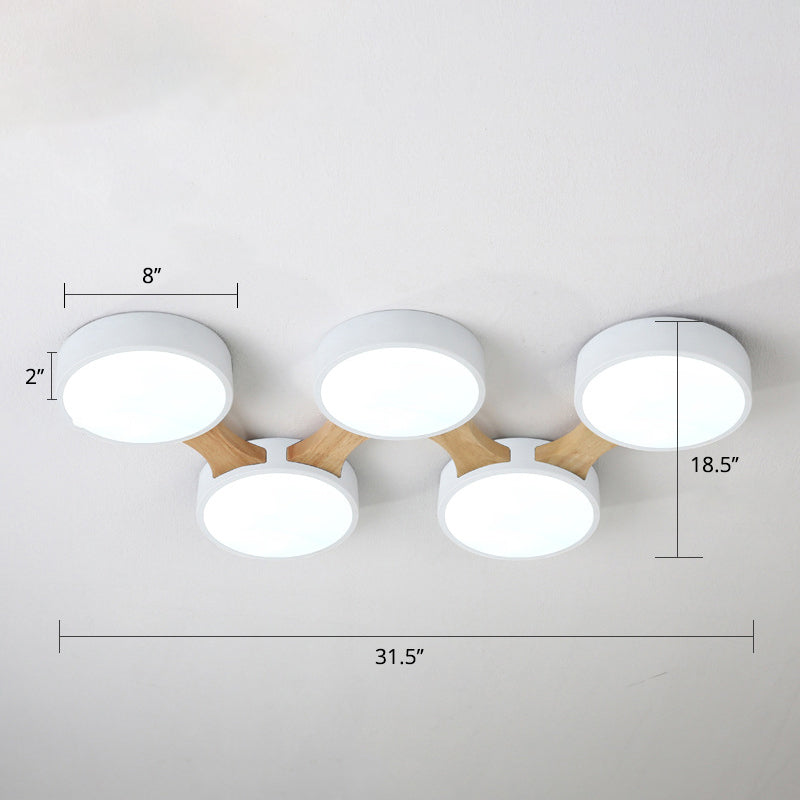 Macaron Creative Round Flush Lamp Acrylic Living Room LED Ceiling Mount Light Fixture 5 White Clearhalo 'Ceiling Lights' 'Close To Ceiling Lights' 'Close to ceiling' 'Flush mount' Lighting' 2294222