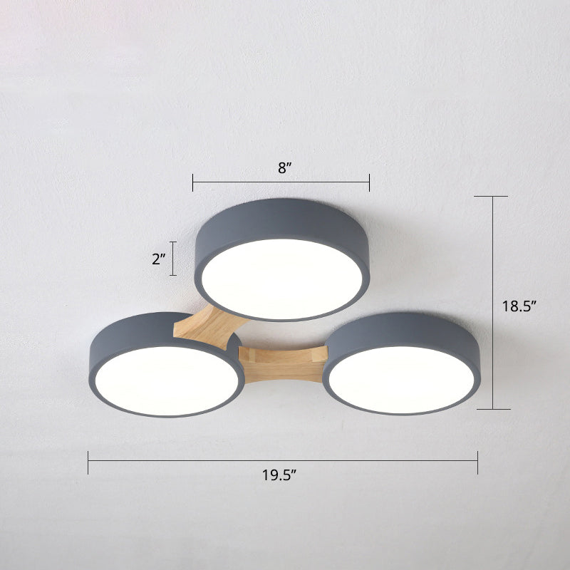 Macaron Creative Round Flush Lamp Acrylic Living Room LED Ceiling Mount Light Fixture 3 Grey Clearhalo 'Ceiling Lights' 'Close To Ceiling Lights' 'Close to ceiling' 'Flush mount' Lighting' 2294223