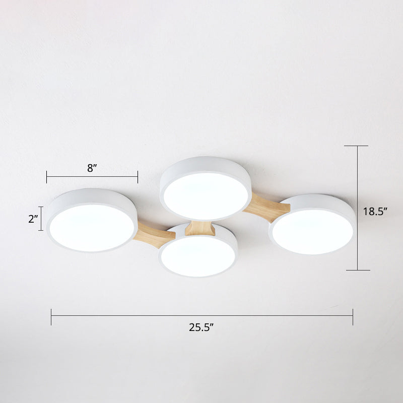 Macaron Creative Round Flush Lamp Acrylic Living Room LED Ceiling Mount Light Fixture 4 White Clearhalo 'Ceiling Lights' 'Close To Ceiling Lights' 'Close to ceiling' 'Flush mount' Lighting' 2294231