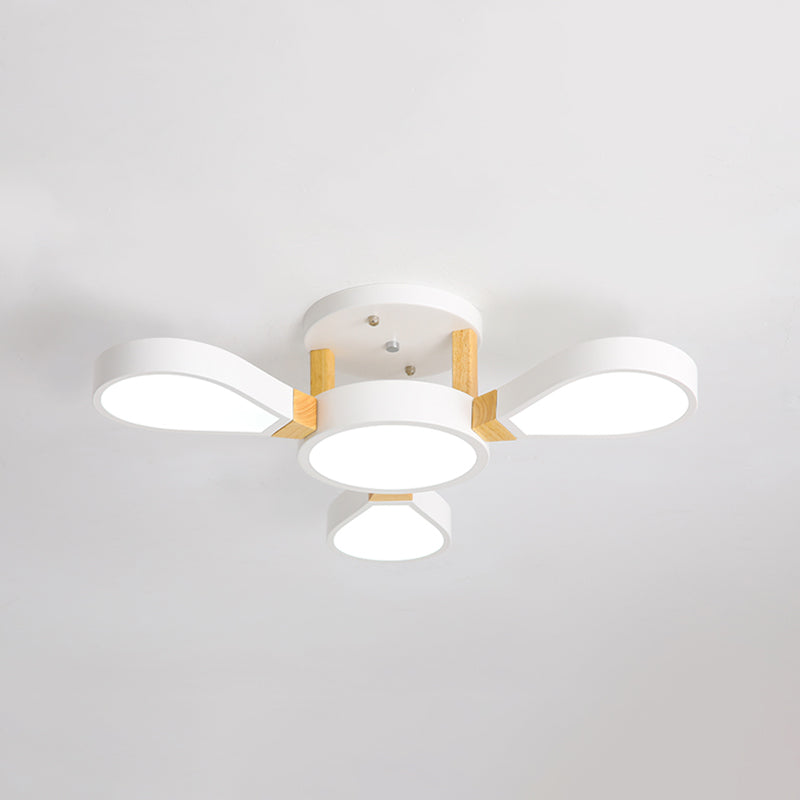 Living Room LED Ceiling Lamp Nordic Style Semi Flush Mount Light with Petal Acrylic Shade 3 White Third Gear Clearhalo 'Ceiling Lights' 'Close To Ceiling Lights' 'Close to ceiling' 'Semi-flushmount' Lighting' 2294246