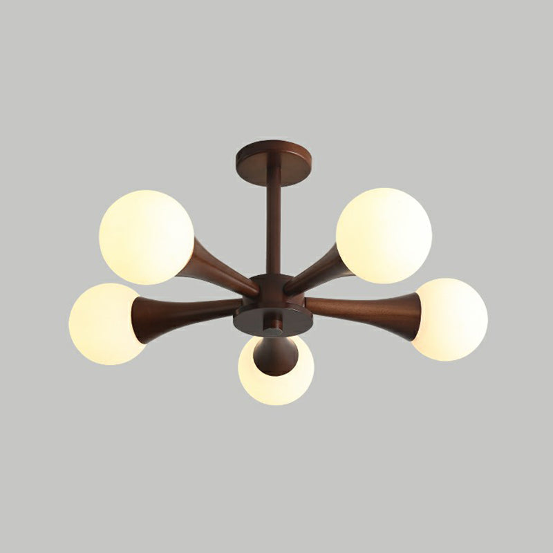 Ball Pendant Lighting Fixture Simplicity Opal Glass Dining Room Ceiling Suspension Lamp 5 Dark Coffee Clearhalo 'Carpenter Chandeliers' 'Ceiling Lights' 'Chandeliers' 'Industrial' 'Modern Chandeliers' 'Modern' Lighting' 2294469