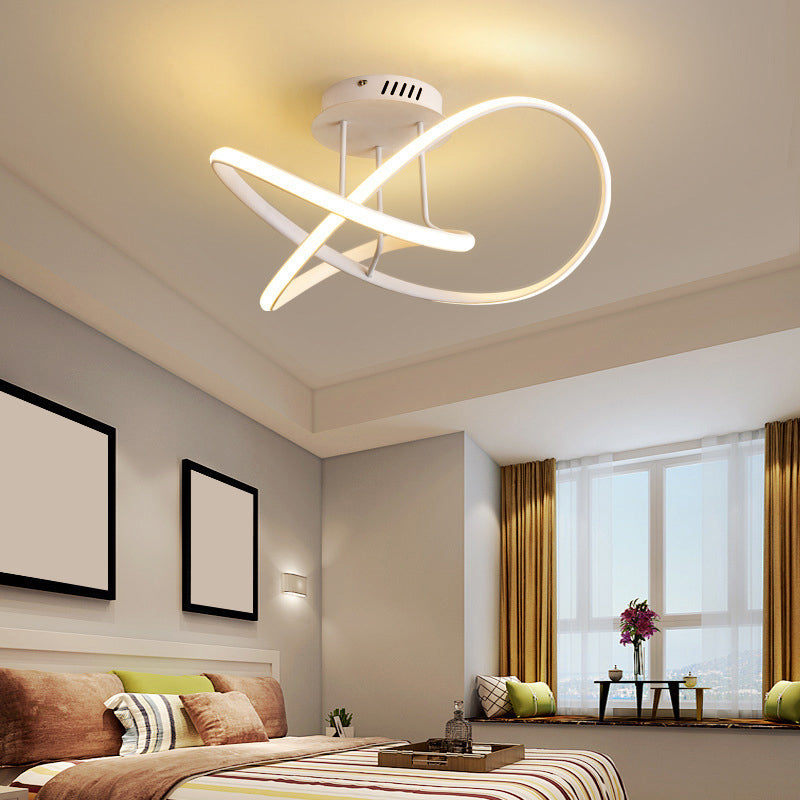 Acrylic Cycle LED Semi Mount Lighting Elegant Minimalist Ceiling Light for Bedroom White Clearhalo 'Ceiling Lights' 'Close To Ceiling Lights' 'Close to ceiling' 'Semi-flushmount' Lighting' 2294505