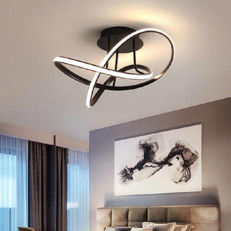 Acrylic Cycle LED Semi Mount Lighting Elegant Minimalist Ceiling Light for Bedroom Black Clearhalo 'Ceiling Lights' 'Close To Ceiling Lights' 'Close to ceiling' 'Semi-flushmount' Lighting' 2294506