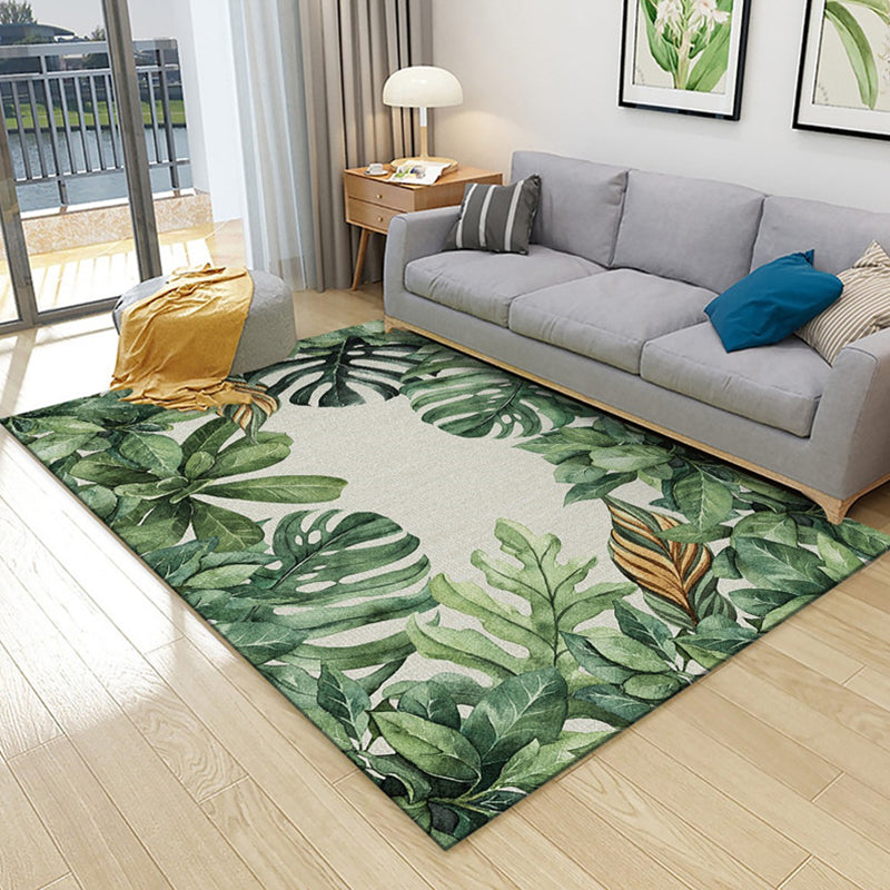 Multi Colored Tropical Rug Synthetics Plant Printed Indoor Rug Anti-Slip Backing Easy Care Area Carpet for Room Olive Green Clearhalo 'Area Rug' 'Rug' 2296012