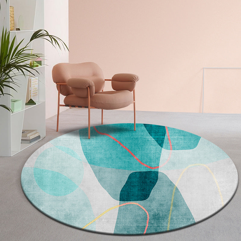 Multicolor Modern Rug Cotton Blend Color-Block Area Carpet Easy Care Machine Washable Indoor Rug for Decoration Aqua Clearhalo 'Area Rug' 'Rug' 2296029