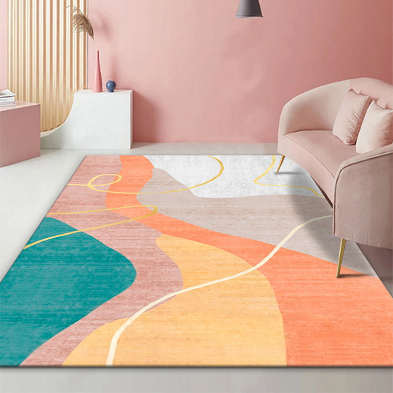 Minimalist Living Room Rug Multi Colored Painting Print Indoor Rug Cotton Blend Non-Slip Backing Easy Care Carpet Clearhalo 'Area Rug' 'Rug' 2296045