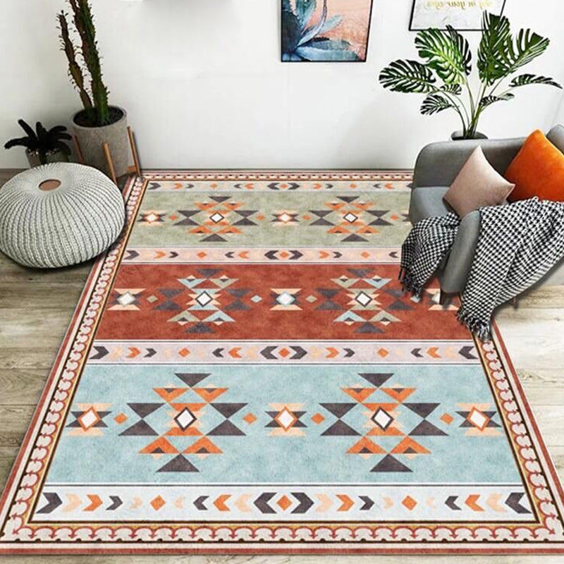 Western Decoration Rug Multi Colored Color Block Indoor Rug Cotton Blend Easy Care Machine Carpet Red-Blue Clearhalo 'Area Rug' 'Rug' 2296087