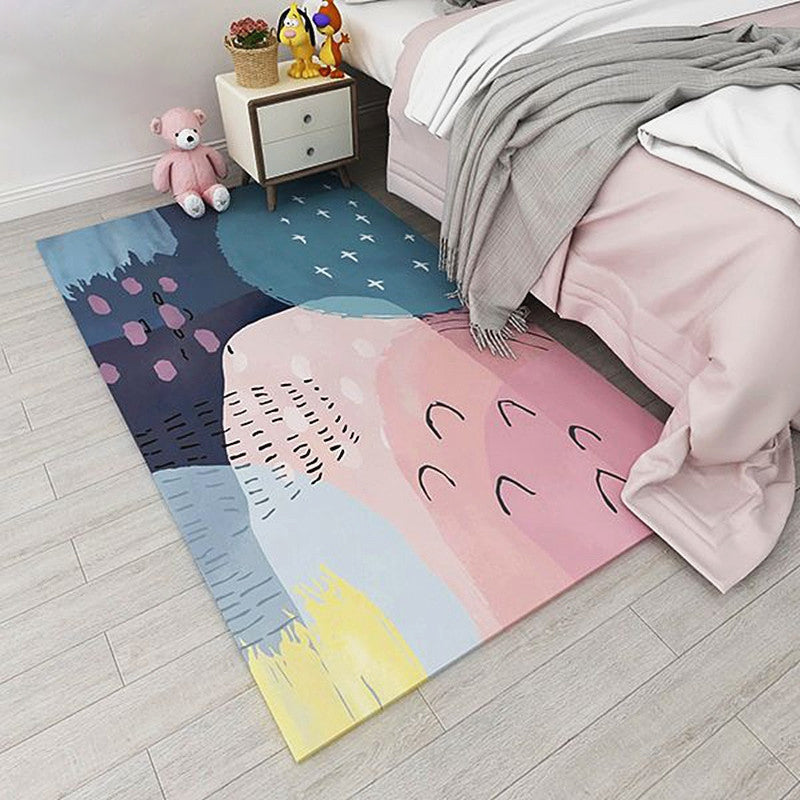 Nordic Bedroom Rug Multi Colored Color Block Indoor Rug Cotton Blend Easy Care Washable Area Carpet Clearhalo 'Area Rug' 'Rug' 2296089