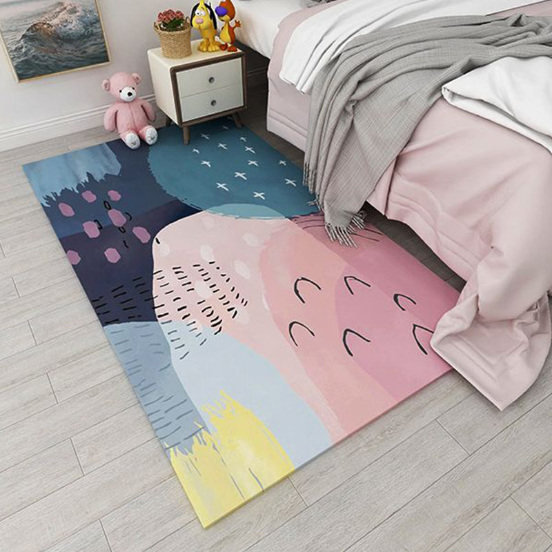 Nordic Bedroom Rug Multi Colored Color Block Indoor Rug Cotton Blend Easy Care Washable Area Carpet Nude Pink Clearhalo 'Area Rug' 'Rug' 2296090