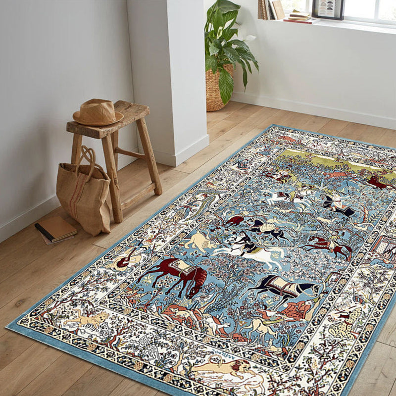 Persian Geometric Pattern Rug Multicolored Synthetics Area Rug Non-Slip Backing Easy Care Indoor Rug for Decor Blue Clearhalo 'Area Rug' 'Moroccan' 'Rugs' Rug' 2296389