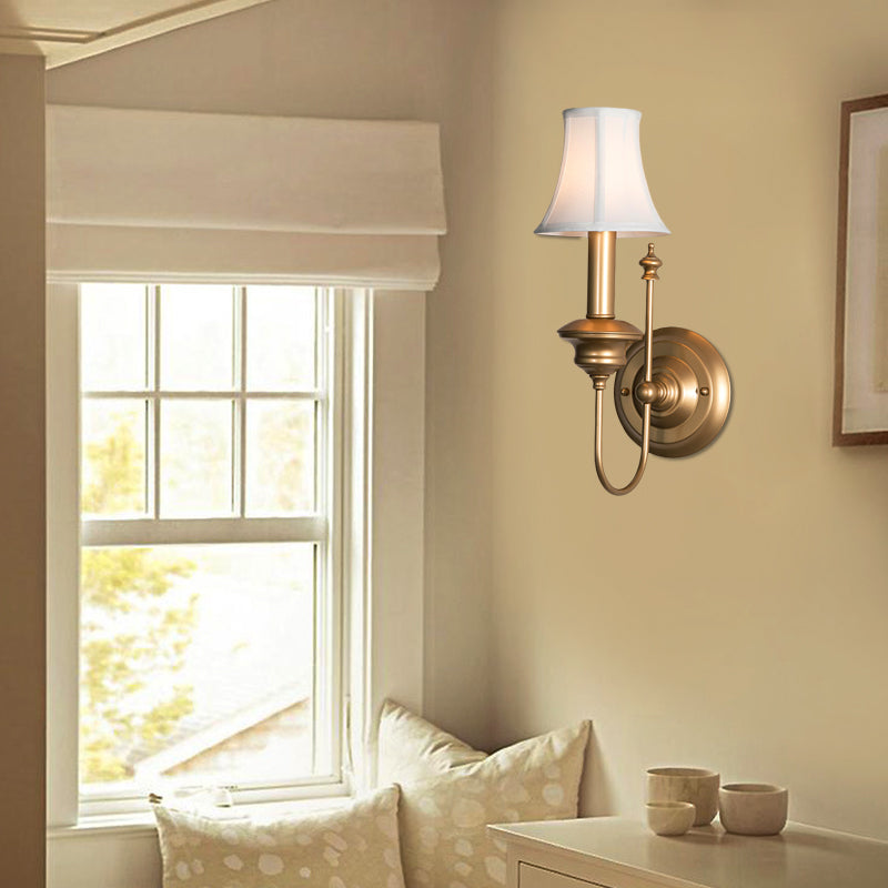 Metal Gold Sconce Light Fixture Bell Shade 1-Light Rustic Wall Mounted Lighting for Bedroom Gold Clearhalo 'Wall Lamps & Sconces' 'Wall Lights' Lighting' 229797