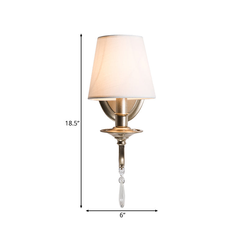 Tapered Bedroom Wall Light Fixture Rustic Metal and Fabric 1/2 Light Gold Sconce Lamp Clearhalo 'Wall Lamps & Sconces' 'Wall Lights' Lighting' 229814