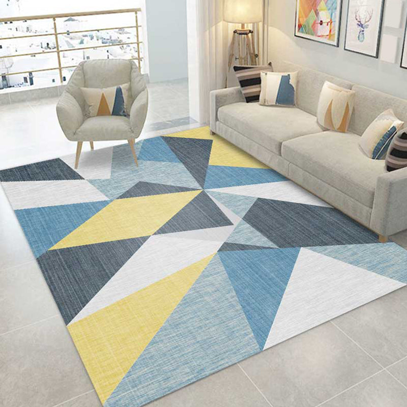 Multi Colored Geometric Pattern Rug Polypropylene Modern Indoor Rug Easy Care Pet Friendly Area Carpet in Living Room Blue-Yellow Clearhalo 'Area Rug' 'Modern' 'Rugs' Rug' 2300083