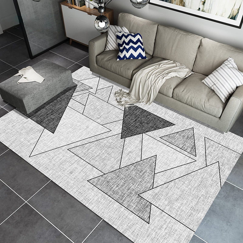 Formal Parlor Rug Multi Colored Geometric Pattern Indoor Rug Polypropylene Pet Friendly Easy Care Area Carpet Light Gray-Black Clearhalo 'Area Rug' 'Modern' 'Rugs' Rug' 2300146