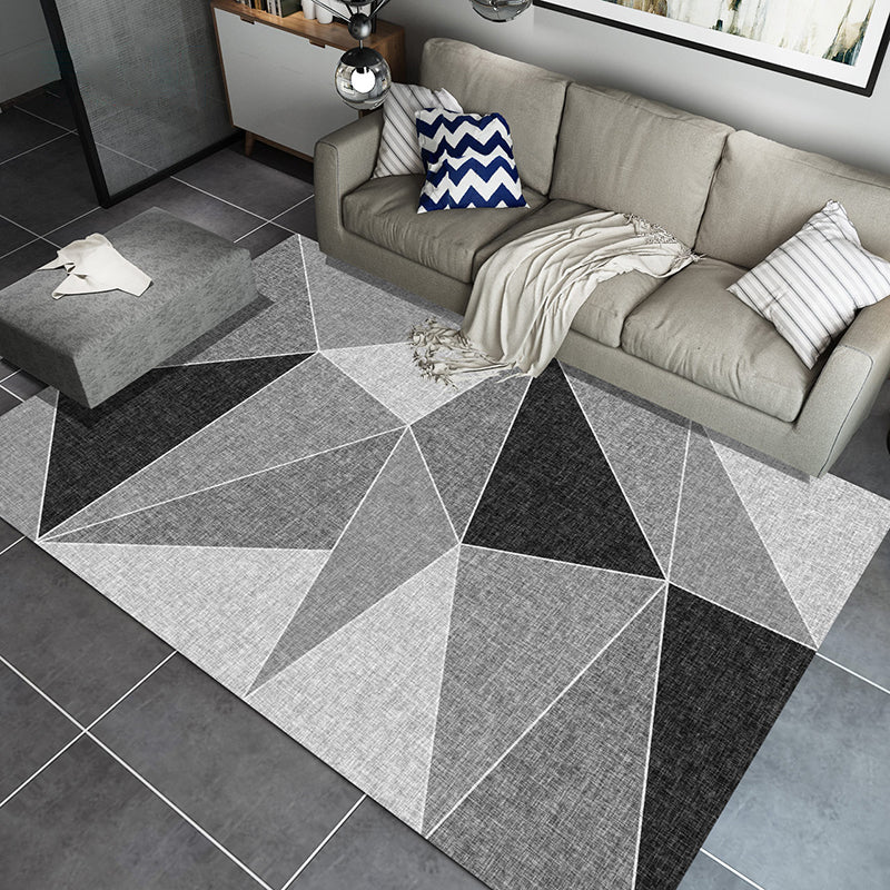 Formal Parlor Rug Multi Colored Geometric Pattern Indoor Rug Polypropylene Pet Friendly Easy Care Area Carpet Black-Gray Clearhalo 'Area Rug' 'Modern' 'Rugs' Rug' 2300147