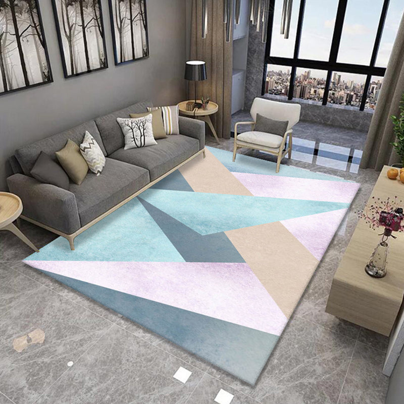 Multi Colored Novelty Rug Polypropylene Geometric Printed Area Carpet Non-Slip Backing Washable Rug for Parlor Pink-Blue Clearhalo 'Area Rug' 'Modern' 'Rugs' Rug' 2300164