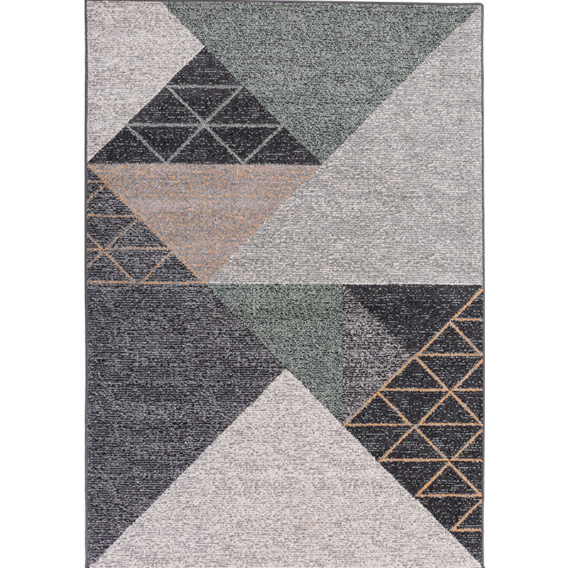 Modern Geometric Rug Multi Colored Polyster Indoor Rug Non-Slip Backing Pet Friendly Area Carpet for Living Room Black-Gray 5'3