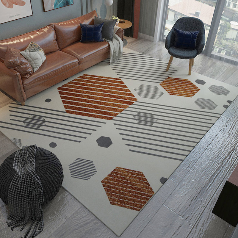 Multi Colored Modern Rug Polypropylene Geometric Area Carpet Anti-Slip Backing Pet Friendly Indoor Rug for Parlor Brown 5'3