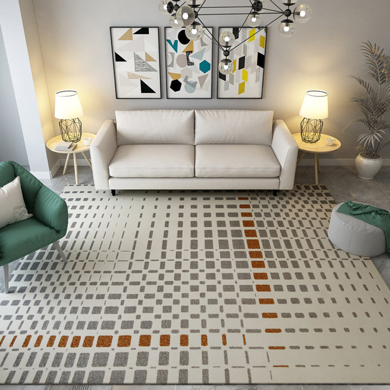 Multi Colored Modern Rug Polypropylene Geometric Area Carpet Anti-Slip Backing Pet Friendly Indoor Rug for Parlor Beige 5'3