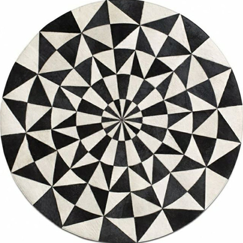 Multicolored Nordic Rug Lamb Wool Geometric Print Indoor Rug Anti-Slip Backing Pet Friendly Area Carpet for Decoration Black-White Clearhalo 'Area Rug' 'Modern' 'Rugs' Rug' 2300248