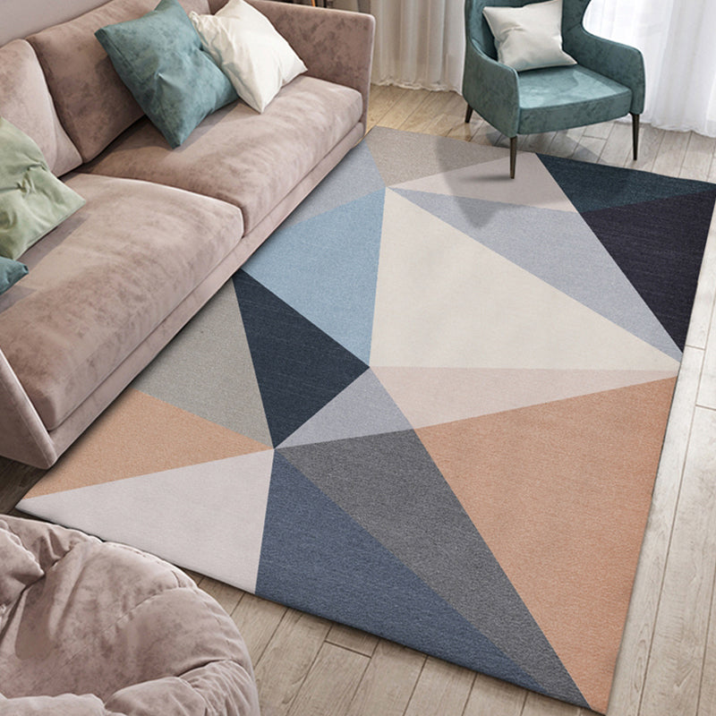 Scandinavian Living Room Rug Multi Color Geometric Pattern Area Carpet Polyster Pet Friendly Easy Care Rug Brown Clearhalo 'Area Rug' 'Modern' 'Rugs' Rug' 2300498