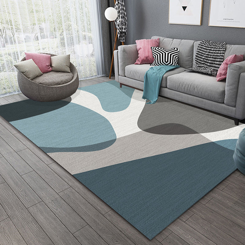 Scandinavian Living Room Rug Multi Color Geometric Pattern Area Carpet Polyster Pet Friendly Easy Care Rug Blue Clearhalo 'Area Rug' 'Modern' 'Rugs' Rug' 2300509