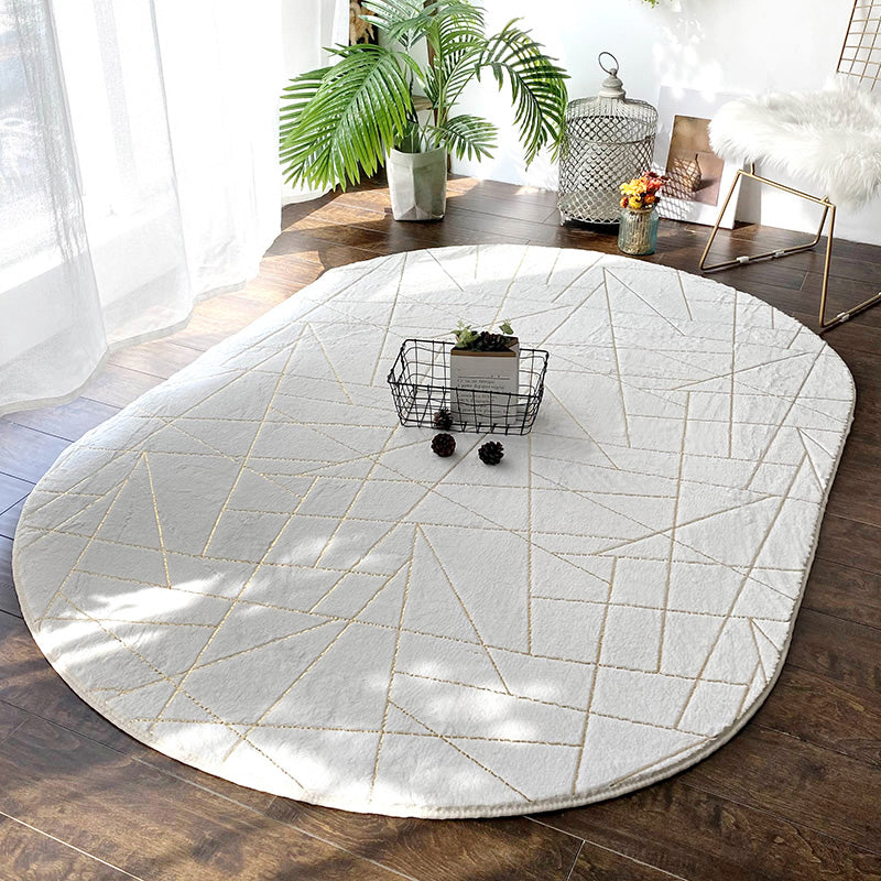 Relaxing Abstract Printed Rug Multi Colored Polypropylene Indoor Rug Anti-Slip Backing Pet Friendly Carpet for Bedroom White 6'7