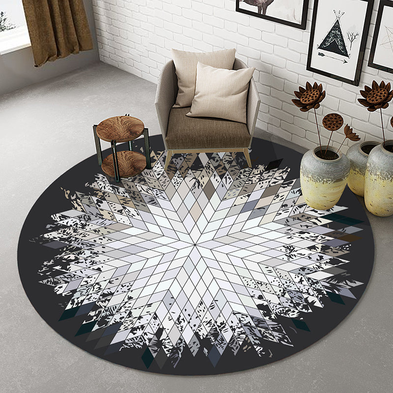 Natural Living Room Rug Multi-Colored Abstract Print Indoor Rug Cotton Blend Easy Care Washable Carpet Black-White Clearhalo 'Area Rug' 'Modern' 'Rugs' Rug' 2300626