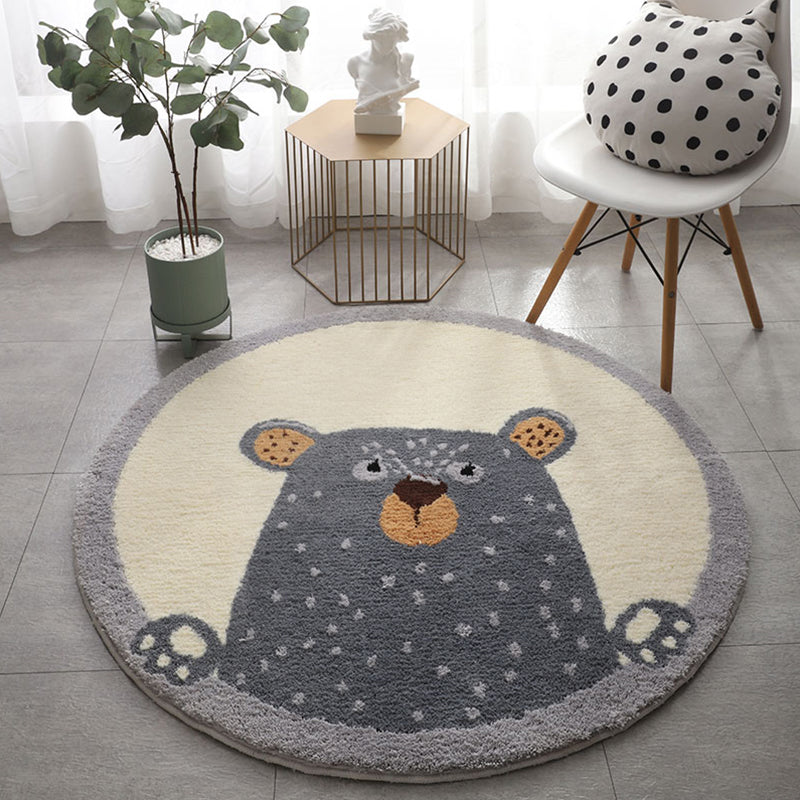 Lovely Children Room Rug Multi Colored Cartoon Printed Rug Polyster Non-Slip Backing Pet Friendly Carpet Dark Gray Clearhalo 'Area Rug' 'Rug' 2300776