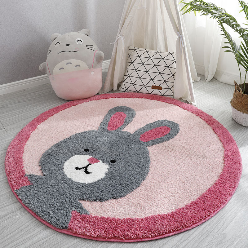 Lovely Kids Bedroom Rug Multi Colored Cartoon Animal Indoor Rug Polyster Non-Slip Machine Washable Area Carpet Pink Clearhalo 'Area Rug' 'Rug' 2300806