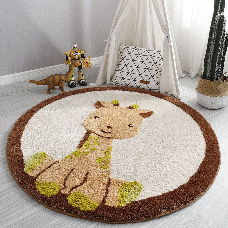 Lovely Kids Bedroom Rug Multi Colored Cartoon Animal Indoor Rug Polyster Non-Slip Machine Washable Area Carpet Tan Clearhalo 'Area Rug' 'Rug' 2300808