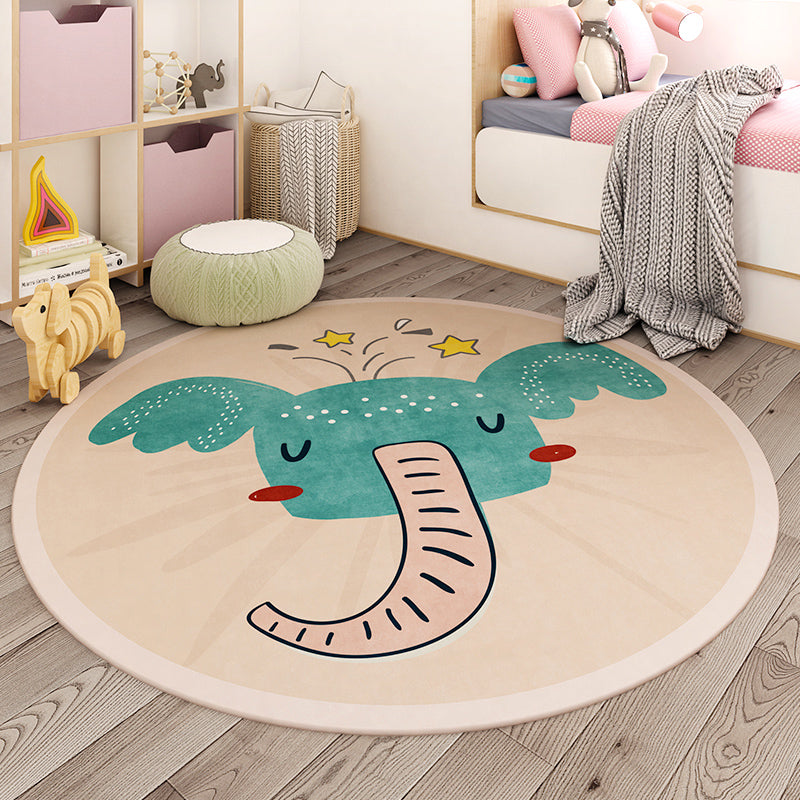 Trendy Kids Room Rug Multi Colored Cartoon Animal Print Indoor Rug Synthetics Easy Care Pet Friendly Washable Carpet Green Clearhalo 'Area Rug' 'Rug' 2300819