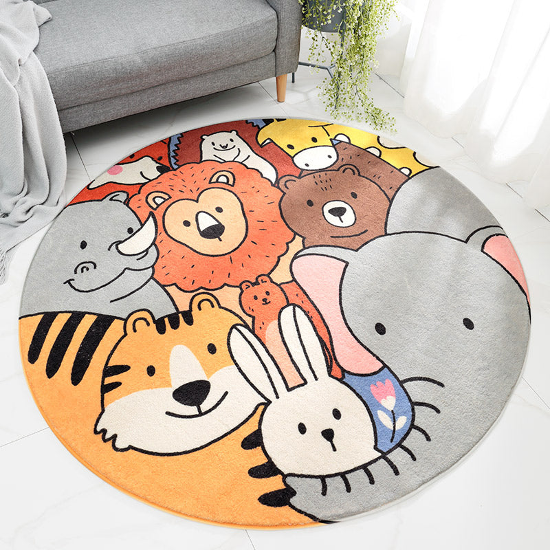 Multi Colored Cartoon Print Rug Lamb Wool Relaxing Indoor Rug Non-Slip Backing Pet Friendly Area Carpet for Bedroom Yellow-Red Clearhalo 'Area Rug' 'Rug' 2300831