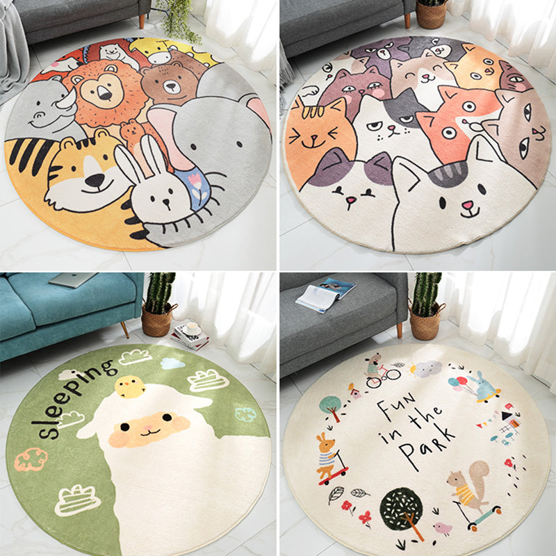 Multi Colored Cartoon Print Rug Lamb Wool Relaxing Indoor Rug Non-Slip Backing Pet Friendly Area Carpet for Bedroom Clearhalo 'Area Rug' 'Rug' 2300836