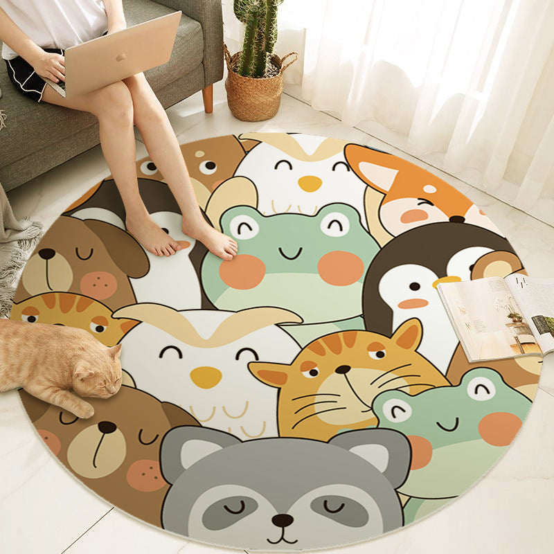 Cute Childrens Room Rug Multi Colored Cartoon Pattern Indoor Rug PVC Stain-Resistant Machine Washable Carpet Clearhalo 'Area Rug' 'Rug' 2300844