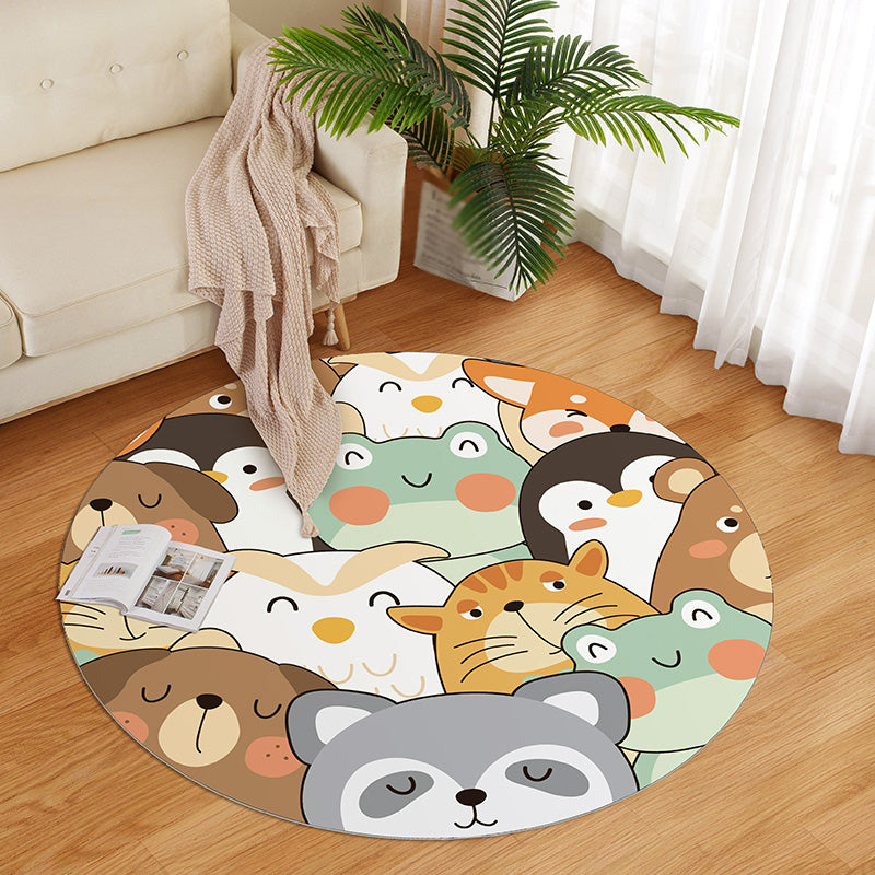 Cute Childrens Room Rug Multi Colored Cartoon Pattern Indoor Rug PVC Stain-Resistant Machine Washable Carpet Grey Clearhalo 'Area Rug' 'Rug' 2300848