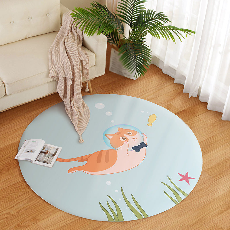 Cute Childrens Room Rug Multi Colored Cartoon Pattern Indoor Rug PVC Stain-Resistant Machine Washable Carpet Light Blue Clearhalo 'Area Rug' 'Rug' 2300852