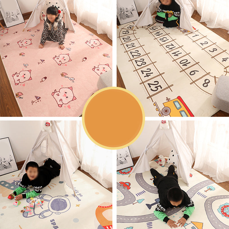 Minimalist Childrens Rug Multi Colored Cartoon Animal Indoor Rug Polypropylene Non-Slip Backing Easy Care Carpet Clearhalo 'Area Rug' 'Rug' 2300855